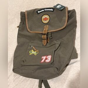 New with Tags: Roots Green Canvas Backpack